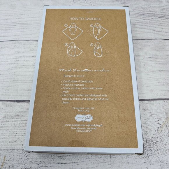 New in box Mudpie‎ Muslin Swaddle Blankets Set of 3 - Picture 4 of 8